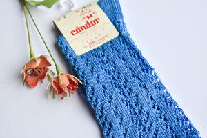 Maya blue crochet knee highs