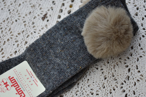 Grey tweed Pom socks