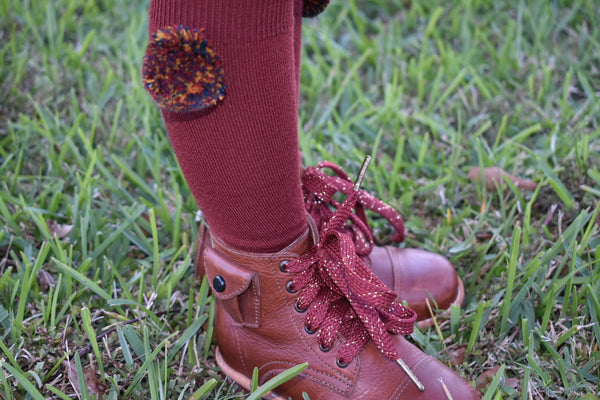 Garnet multi-colored Pom socks