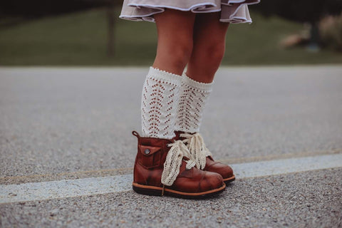 Ivory crochet knee high socks