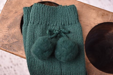 Bottle green Pom socks