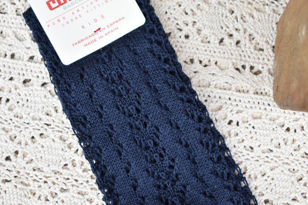 Navy crochet knee highs