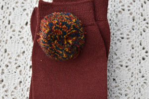 Garnet multi-colored Pom socks